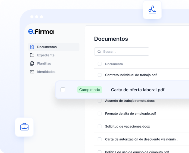 Vista de la plataforma eFirma